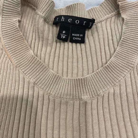 Pre-owned Theory Cotton/Silk Tan Long Sleeve Sweater Size Petite - Picture 3 of 6